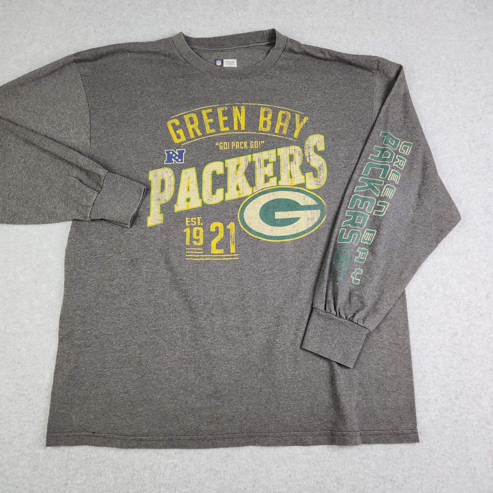 Green Bay Packers Shirt Men XL Gray Team Apparel NFL Football Sports Long Sleeve